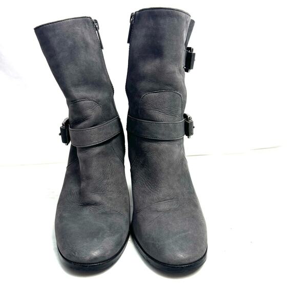 MICHAEL KORS Gray Leather Heeled Booties Boots Size 6.5 - Picture 3 of 10